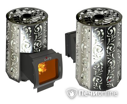 Дровяная печь-каменка GrillD Violet window long Max Жадеит 100 в Надыме