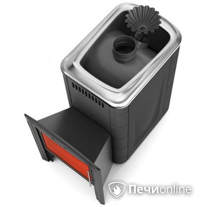Дровяная банная печь TMF Ангара 2012 Carbon Витра с закрытой каменкой антрацит в Надыме
