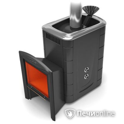 Дровяная банная печь TMF Гейзер 2014 Carbon Витра с теплообменником антрацит в Надыме