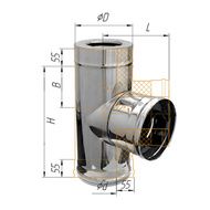 Дымоход Феррум Тройник утепленный нержавеющий 0.5/зеркальный 90гр. d-115/200 по воде