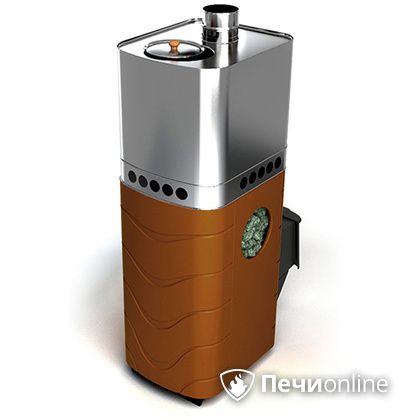 Дровяная банная печь TMF Бирюса 2013 Carbon терракота с закрытой каменкой в Надыме
